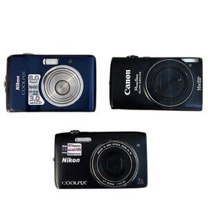 Digital Camera Lot Nikon Canon Point And Shoot - Parts Or Repair - Lot Of 3